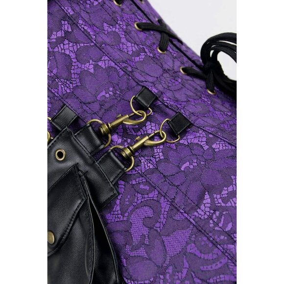 Women First Purple Steampunk Vintage Spiral Steel Boned Corset Bustier - Picture 5 of 7